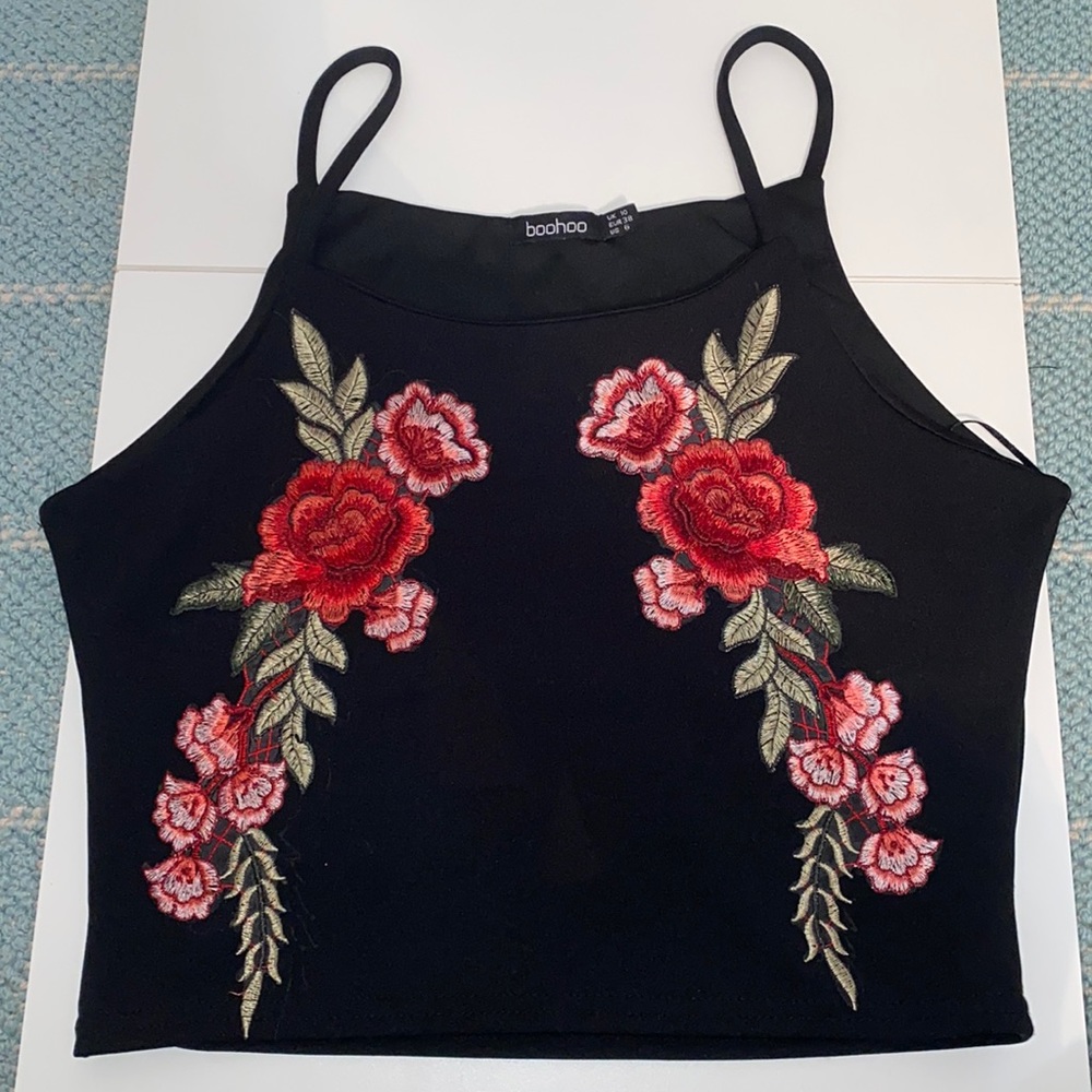 Boohoo Embroidered Crop Top